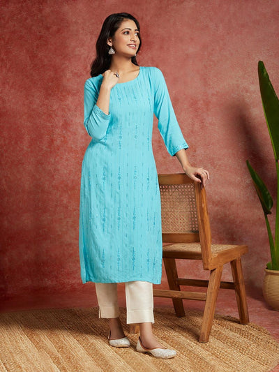 Breathable Designer Wear Blue Colour Kurti With Golden Embroidery And Half  Sleeves With Blue Colour Pant at Best Price in Hyderabad | Saai Creations